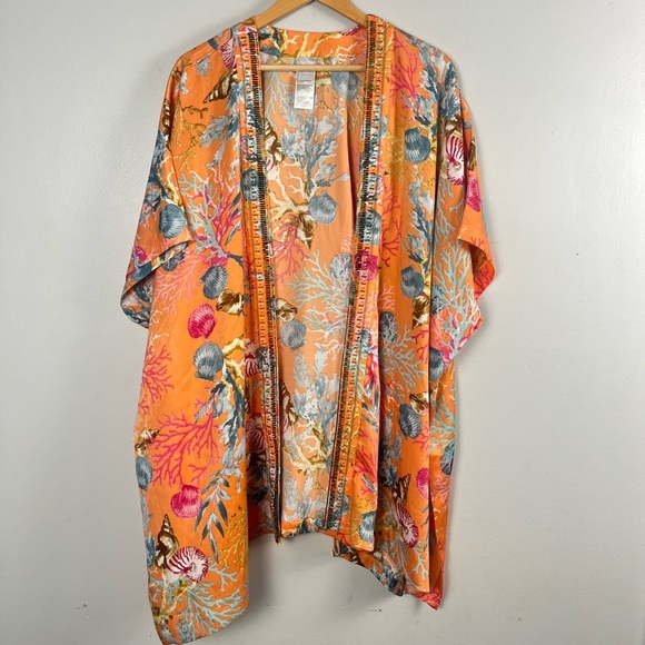 Chicos CORAL REEF RUANA COVERING RUANA PARADISE LILY size l/XL - Picture 4 of 8